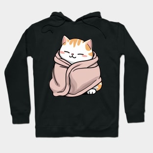 Cute chubby cat in  a blanket Hoodie